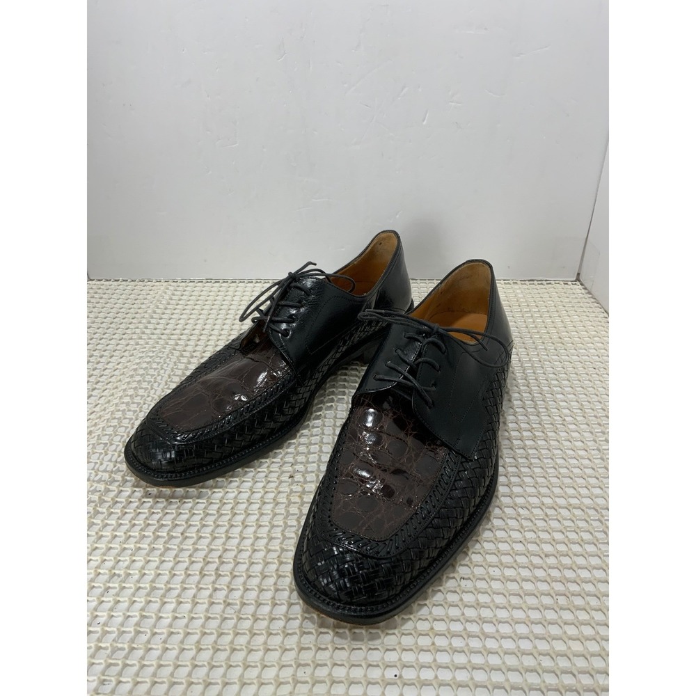 Mezlan Genuine Crocodile Leather Oxford Dress Shoes Mens Size 8 Black EUC